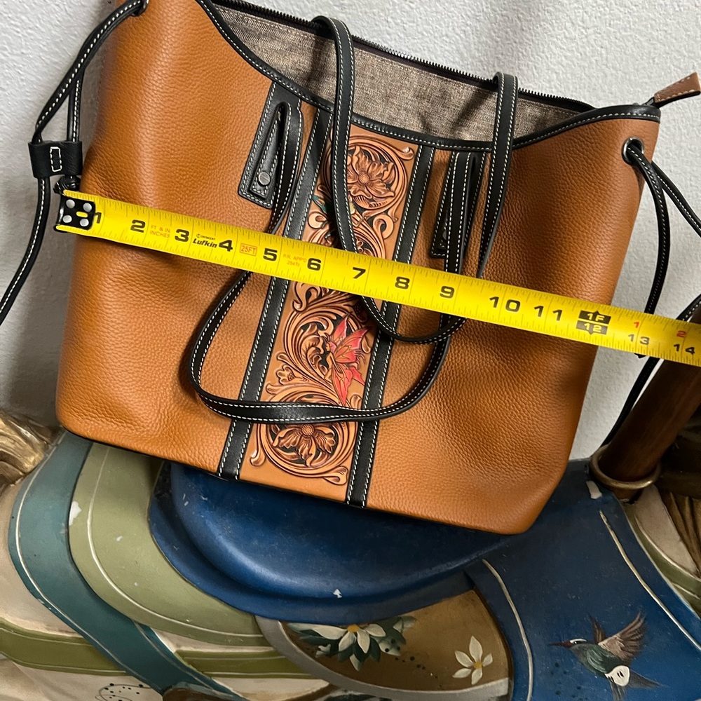 Brand new with tag Leather tote with tooled fairies - Picture 6 of 7